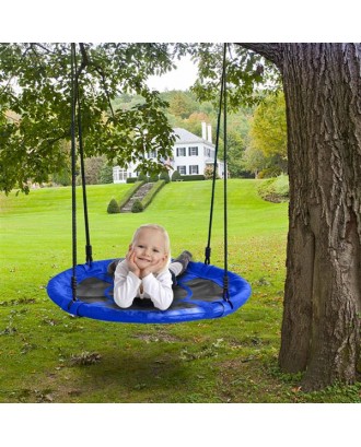 40" Kids Outdoor Round Net Hanging Rope Nest Tree Swing Children Patio Toys Blue