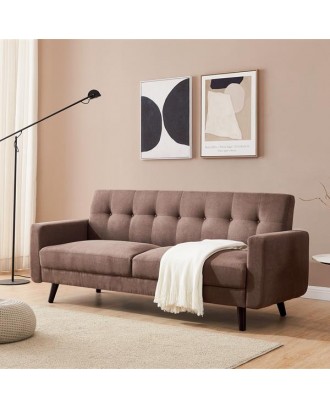 Mid-Century Modern Sofa, Fabric, 79"W, Brown