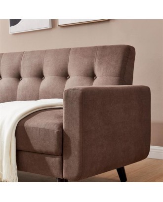 Mid-Century Modern Sofa, Fabric, 79"W, Brown
