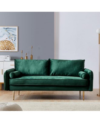 Velet Fabric sofa with pocket -71‘’ green