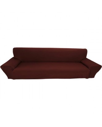 Pure Stretch Sofa Slipcovers Free Pillowcase Pet Couch Covers For 4 seater (Brown)