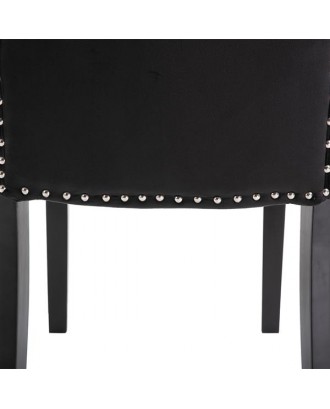 Velvet Fabric / Rubber Wood Legs / Cushion Original Cotton Density 26   Spring / Nail Dressing Stool Two Sets Black
