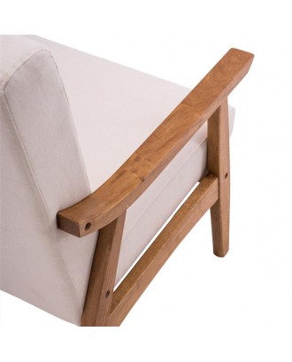 (67x72.5x82cm) Solid Wood Retro Simple Single Sofa Chair Backrest without Buckle Beige