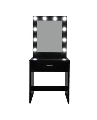 FCH With a Light Cannon Large Mirror Single Drawer Dressing Table Black