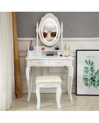 FCH LED Single Mirror 4 Drawer Dresser White
