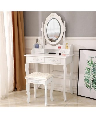FCH LED Single Mirror 4 Drawer Dresser White