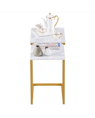 (42 x 35.5 x 71)cm C-Type Side Table Double-Layer Gold Marble Sticker