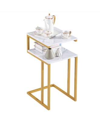 (42 x 35.5 x 71)cm C-Type Side Table Double-Layer Gold Marble Sticker
