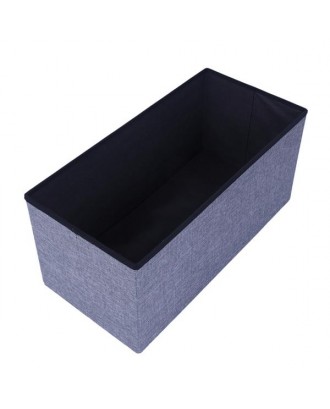 Practical Hessian Rectangle Shape Surface with Leather Button Footstool Gray