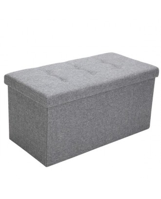 Practical Signature Cotton Rectangle Shape Surface with Line Footstool Gray