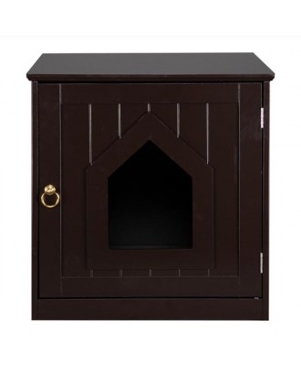 FCH Litter Box Enclosure, Nightstand Pet House, Cat Home Nightstand, Indoor Pet Crate, Cat Washroom, Litter Box Cover with Sturdy Wooden Structure
