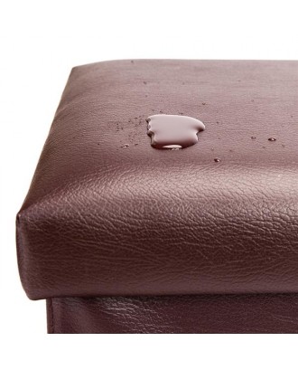 F-03L Practical PVC Leather Rectangle Shape Surface with Line Footstool Brown