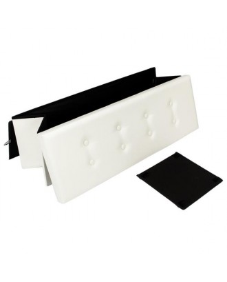 Practical PVC Leather Rectangle Shape with Leather Button Footstool Large Size white