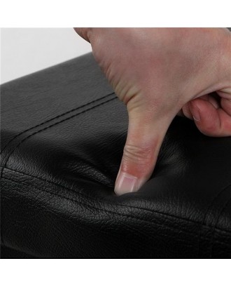 Practical PVC Leather Rectangle Shape with Leather Button Footstool Large Size Black