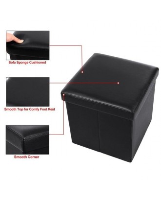 FL-01S Practical PVC Leather Square Shape Footstool Black