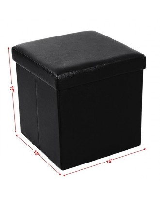 FL-01S Practical PVC Leather Square Shape Footstool Black