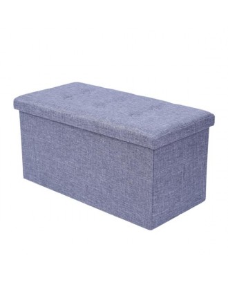 Practical Hessian Rectangle Shape Surface with Leather Button Footstool Gray