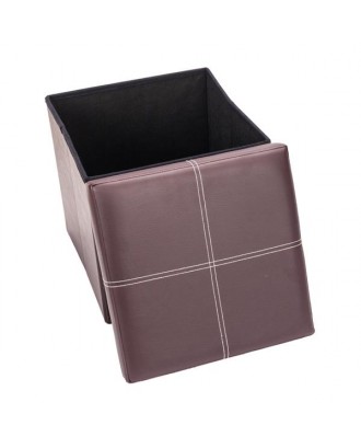 F-03S Practical PVC Leather Square Shape Surface with Line Footstool Brown